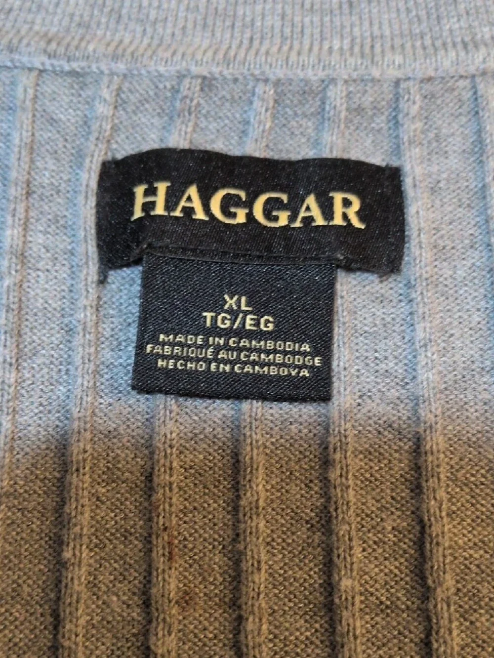 Haggar Men’s Heather Grey Ribbed Short-Sleeve Polo XL